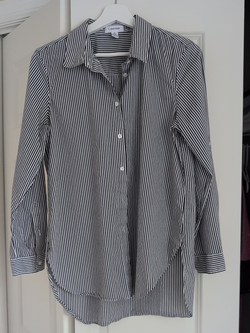 Calvin Klein Black & White Pinstripe Button-Down Shirt